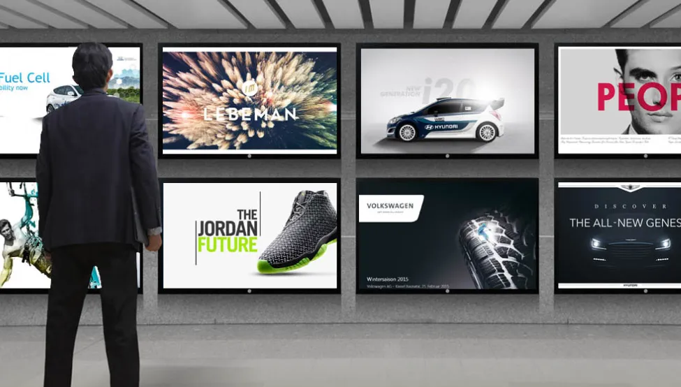 digital signage in hallway